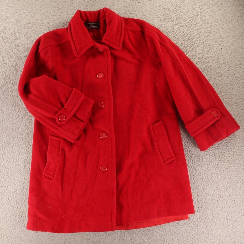 VTG Signature Coat Womens L Red Wool Blend Made in USA Peacoat